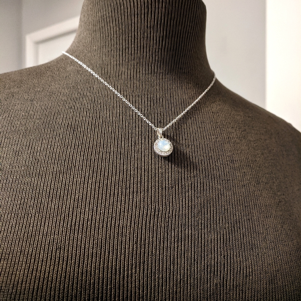 Sterling Silver Necklace with Small Stone